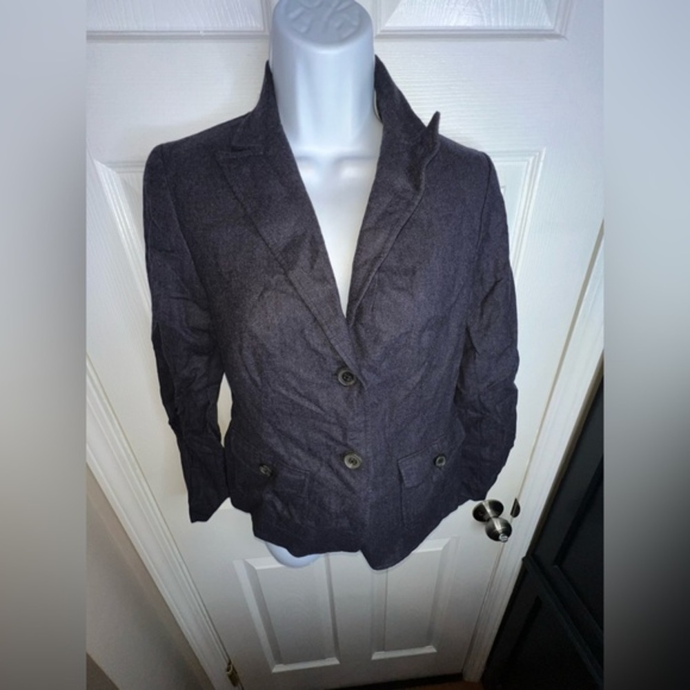 Lands’ End Petites 4 Navy Blue Wool Blazer Jacket Classic 4P Lined - Picture 3 of 16